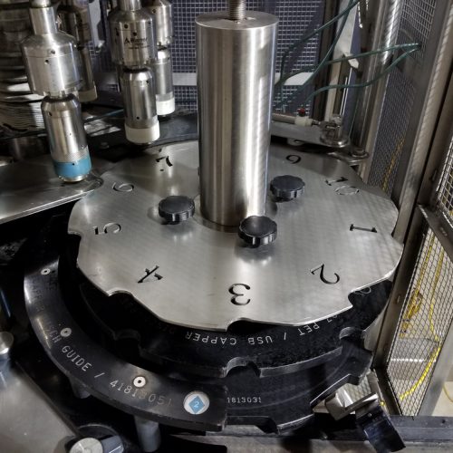 US Bottlers Model MC10SS (10) Head S/S Rotary Screw Capper with Cap Elevator