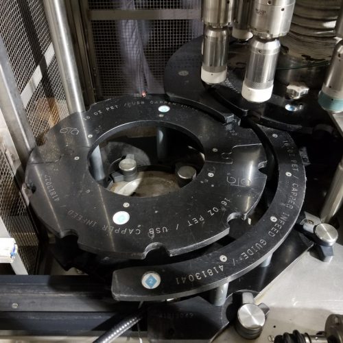 US Bottlers Model MC10SS (10) Head S/S Rotary Screw Capper with Cap Elevator