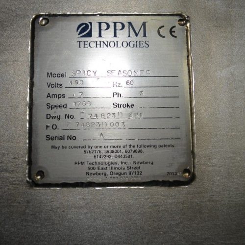 Spray Dynamics Model SD10 27 in Diameter S/S Seasoning Drum with Powder Feeder