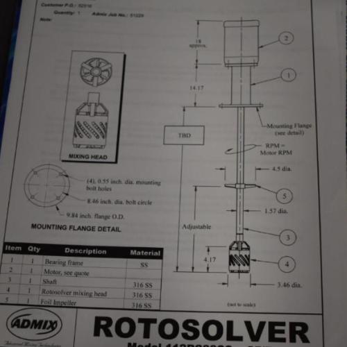 120 Gallon 316 S/S Jacketed Kettle with Admix Top Mount S/S High Shear Agitator