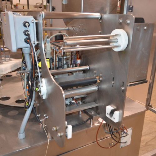 PacTec Model PTR6X2S Double Head Rotary Cup Filler with Sealer
