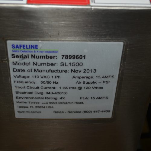 Mettler Toledo Safeline Model SL1500 7 3/4 in W x 2 3/4 in H Aperture Metal Detector