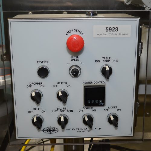 World Cup Model 1232 (12) Head S/S Rotary Cup Filler, Sealer, Overlidder