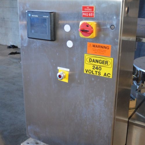 Omega Model 4DRP212 Overhead Bowl to Rotary Turret Bottle Unscrambler