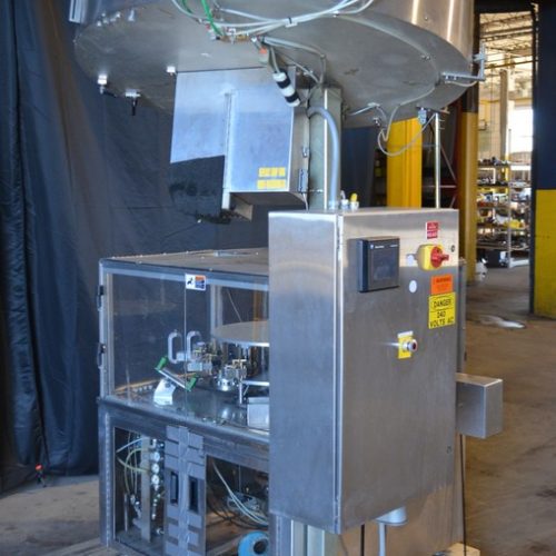 Omega Model 4DRP212 Overhead Bowl to Rotary Turret Bottle Unscrambler