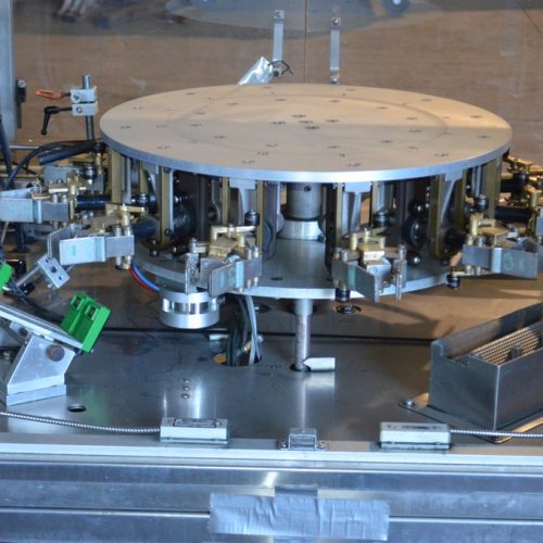 Omega Model 4DRP212 Overhead Bowl to Rotary Turret Bottle Unscrambler