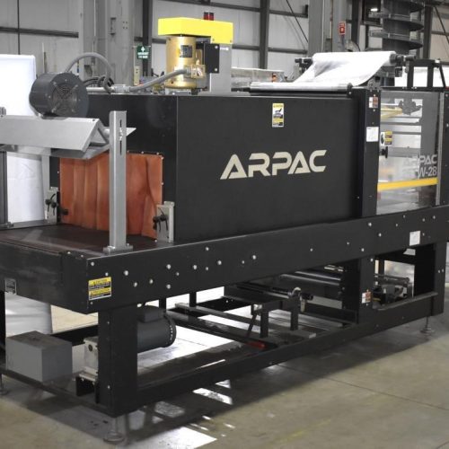 Arpac Model 25TW28 Intermittent Motion Shrink Bundler with Heat Shrink Tunnel