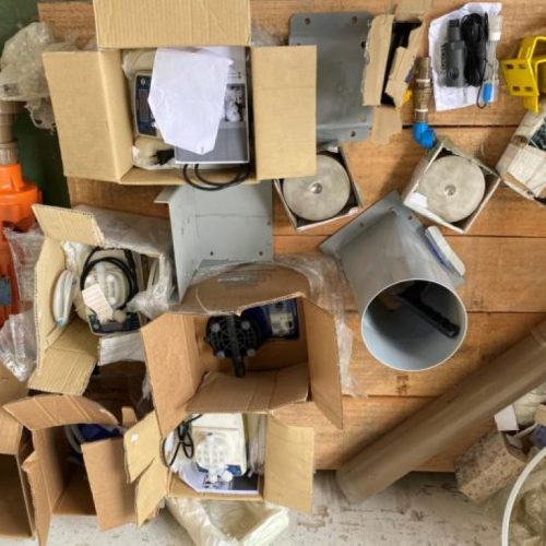 Complete Seibt Water Treatment Line Including S/S Decanter, Filter Press, Filters, Valves, and Piping