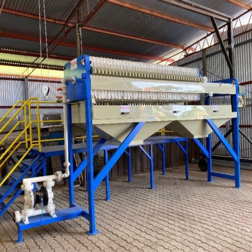 Seibt Filter Press with 40 Plates, Diaphragm Pump, and Doser Pumps