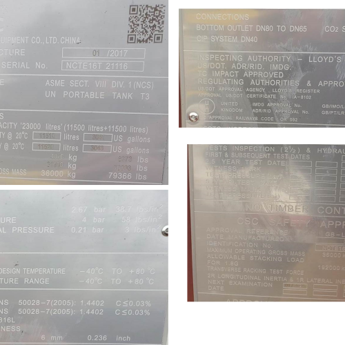 23,000 Liter Capacity CIMC Model NCTE16T 21116 ISO 20 Foot Long Twin Compartment Tanker Trailer