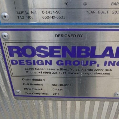2019 Rosenblad (4) Effect 150K lbs/hr S/S Evaporator with a Stripper-Condenser and Thermal Oxidizer