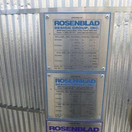 2019 Rosenblad (4) Effect 150K lbs/hr S/S Evaporator with a Stripper-Condenser and Thermal Oxidizer