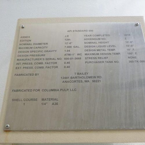 7,000 Gallon A36 Steel Tank 10′ Tall 12′ Diameter