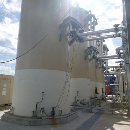 25,500 Gallon A36 Steel Tank 32′ Tall 12′ Diameter (Eight Available)