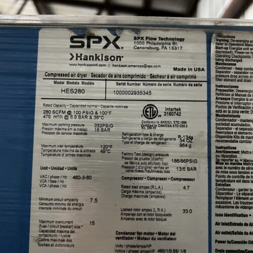 SPX Model HES280 Air Dryer