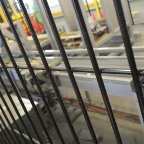 Schneider Complete Palletizer System Including Fanuc Model M410IB, Single Pallet Discharge, Pallet Wrapper, Guarding, Safety Curtain