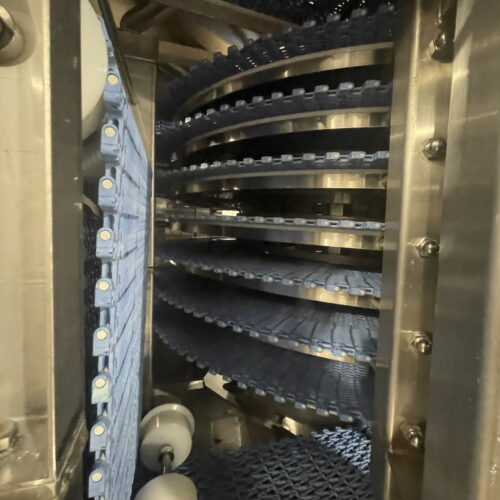 IJ White Thermal Edge Ultra Hydro Spiral Chilling Conveyor with Stainless Steel Cabinet
