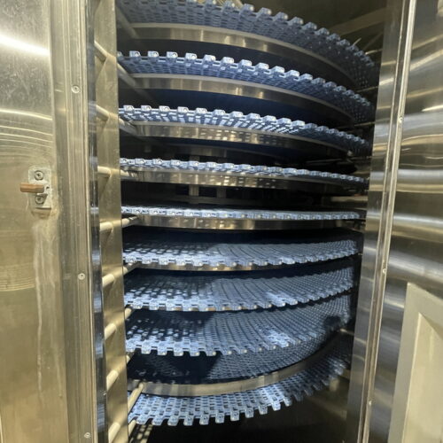 IJ White Thermal Edge Ultra Hydro Spiral Chilling Conveyor with Stainless Steel Cabinet