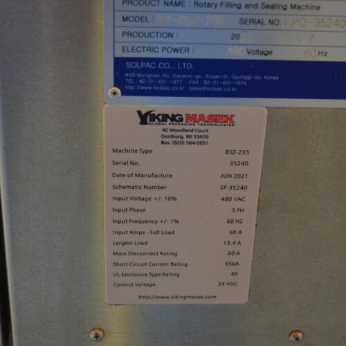 Viking Solpac Model SP8SZ-235 Stainless Steel Pre-Formed Pouch Filler and Sealer