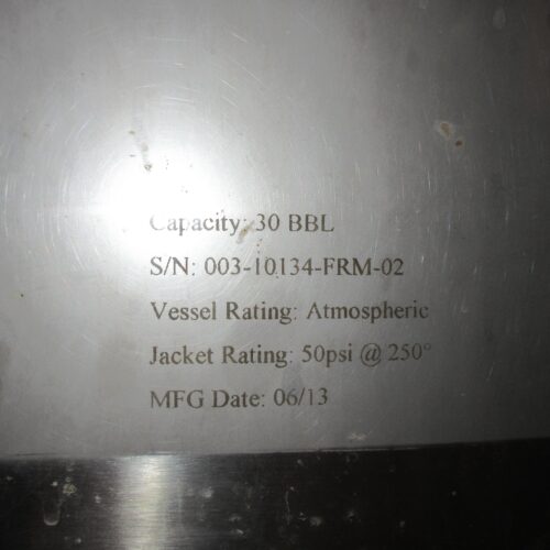 30 BBL Quality Tank Solutions Jacketed Vessel