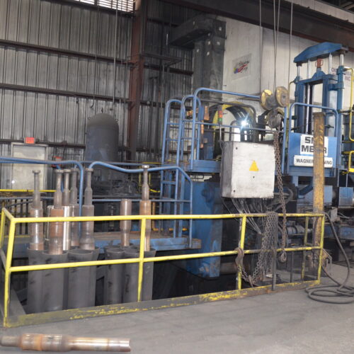 SMS Meer Wagner Model R100 100-Ton Ring Forming Mill with Cone Rolls, Laser Measurement System, Hydraulic System, Bridge Crane, Etc