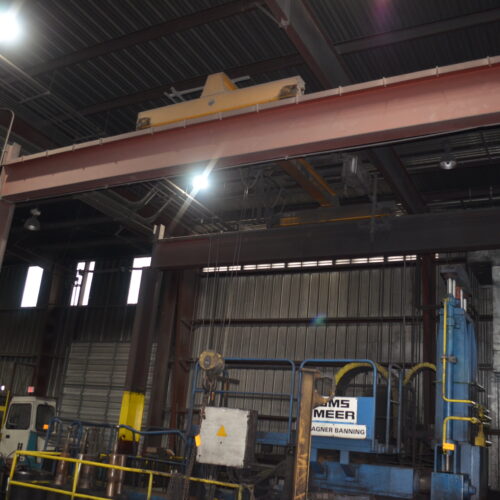 SMS Meer Wagner Model R100 100-Ton Ring Forming Mill with Cone Rolls, Laser Measurement System, Hydraulic System, Bridge Crane, Etc