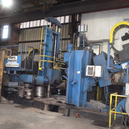 SMS Meer Wagner Model R100 100-Ton Ring Forming Mill with Cone Rolls, Laser Measurement System, Hydraulic System, Bridge Crane, Etc