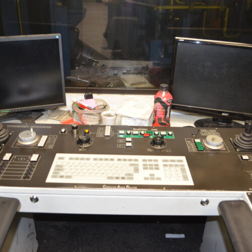 SMS Meer Wagner Model R100 100-Ton Ring Forming Mill with Cone Rolls, Laser Measurement System, Hydraulic System, Bridge Crane, Etc