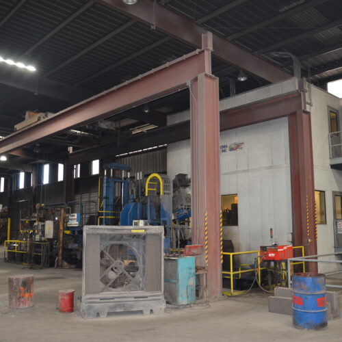 SMS Meer Wagner Model R100 100-Ton Ring Forming Mill with Cone Rolls, Laser Measurement System, Hydraulic System, Bridge Crane, Etc
