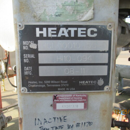 Heatec Model HCI1001050D Helical Coil Thermal Fluid Heating System. Including Pumps, Valves, Controls, Etc.