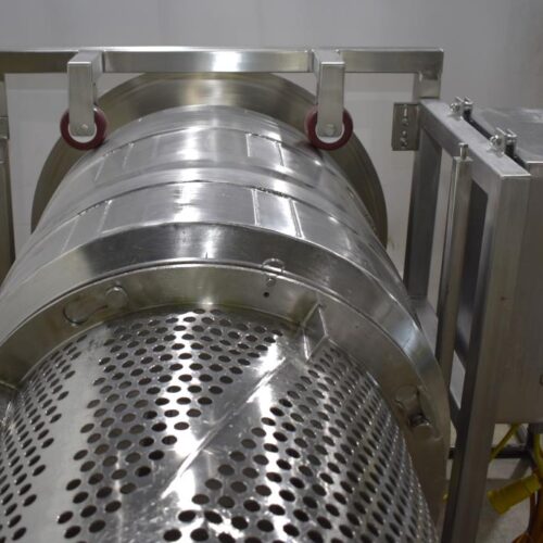 S/S 30 in Diameter x 43 in L Soft Flight Seasoning Drum w/ Adjustable Pitch and Sifter Attachment