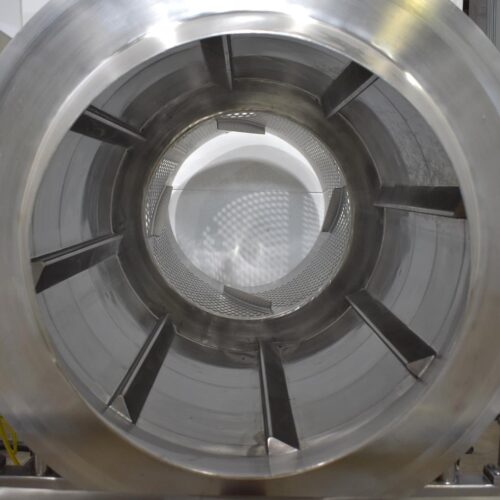 Spray Dynamics S/S 30 in Diameter x 43 in L Soft Flight Seasoning Drum w/ Adjustable Pitch and Sifter Attachment