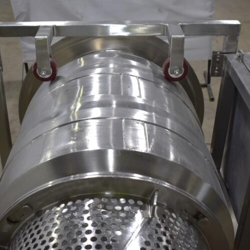 Spray Dynamics S/S 30 in Diameter x 43 in L Soft Flight Seasoning Drum w/ Adjustable Pitch and Sifter Attachment