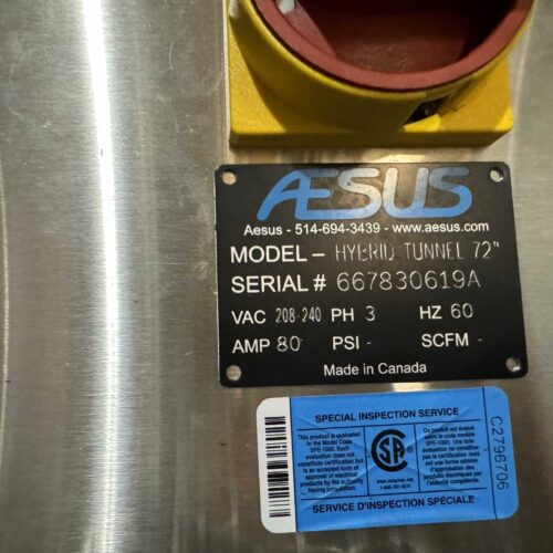 Aesus 72 Inch Hybrid Heat Tunnel with Steam and IR Heat with Box of Stainless-Steel Legs