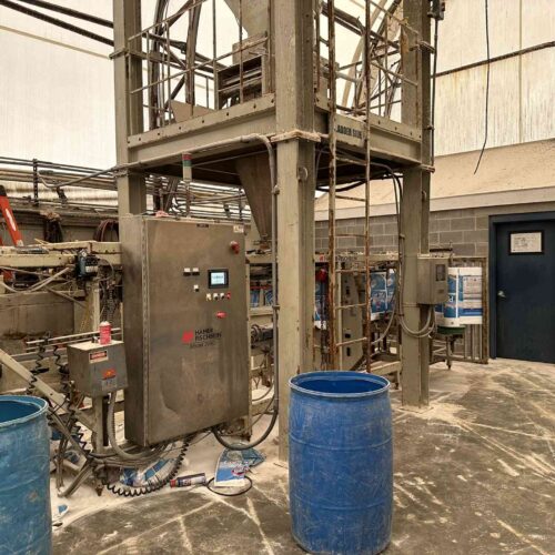 Complete Salt Bulk Packaging Line for Manufacturing 40 Lbs. Bags of Pool Salt with Dryer, Filler, Screener, Conveyors, Etc.