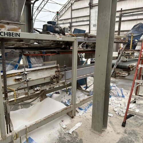 Complete Salt Bulk Packaging Line for Manufacturing 40 Lbs. Bags of Pool Salt with Dryer, Filler, Screener, Conveyors, Etc.