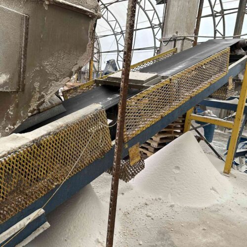 Complete Salt Bulk Packaging Line for Manufacturing 40 Lbs. Bags of Pool Salt with Dryer, Filler, Screener, Conveyors, Etc.