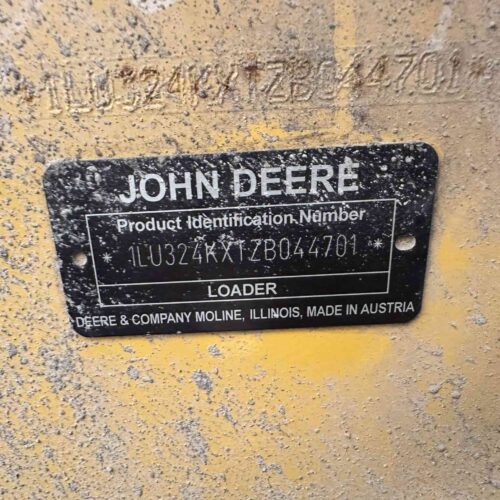 John Deere Model 324K Wheel Loader with 48″ Fork Attachment
