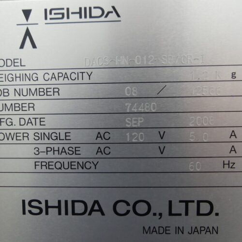 Ishida Model DACSHN012SBCRI Stainless Steel Checkweigher