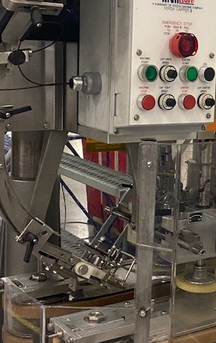 MRM Elgin Model Versacapper III (6) Quill Inline Spindle Capper with Cap Sorter