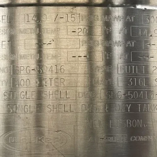 400 Liter (105 Gallon) Walker 316L Stainless Steel Vertical Single Wall Tank