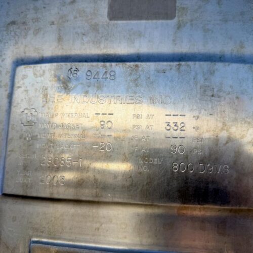 800 Gallon Lee Industries Model 800D9MS Jacketed Stainless Steel Double Motion Agitated Kettle