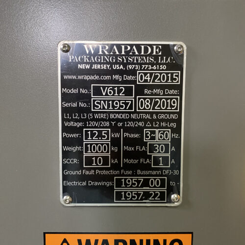 Wrapade Model V612 12 Inch Wide, 6 Station, Vertical Pouch Packaging Machine