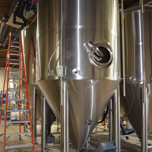 Alpha 60 BBL Stainless Steel Vertical Jacketed Cone Bottom Fermentation Tank
