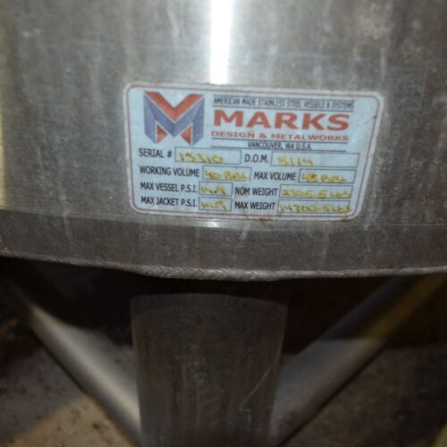 Marks 40 BBL Stainless Steel Vertical Jacketed Brite Tank