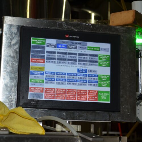 Alpha Brewing Operations (10) Head Stainless Steel Inline Can Filler with (2) Lane Lid Dispenser, Can Seamer, Water Rinse, Conveyor, Digital Touch Screen Controls