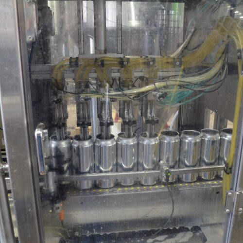 Alpha Brewing Operations (10) Head Stainless Steel Inline Can Filler with (2) Lane Lid Dispenser, Can Seamer, Water Rinse, Conveyor, Digital Touch Screen Controls