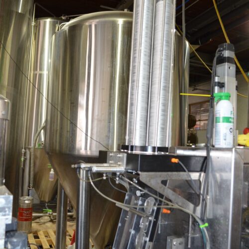 Alpha Brewing Operations (10) Head Stainless Steel Inline Can Filler with (2) Lane Lid Dispenser, Can Seamer, Water Rinse, Conveyor, Digital Touch Screen Controls