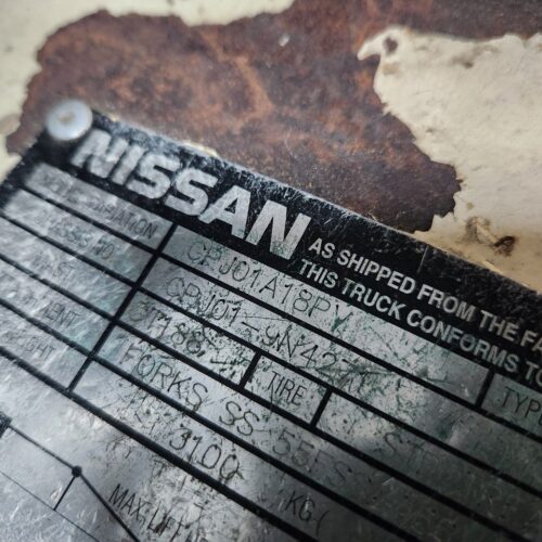 Nissan Optimum 35 CPJ01A18PV Forklift 2,750 Lbs. Maximum Capacity