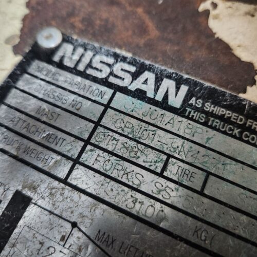 Nissan Optimum 35 CPJ01A18PV Forklift 2,750 Lbs. Maximum Capacity